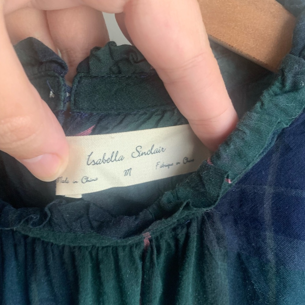 Isabella Sinclair Anthropologie Green and Blue Ruffled Top - Picture 5 of 8